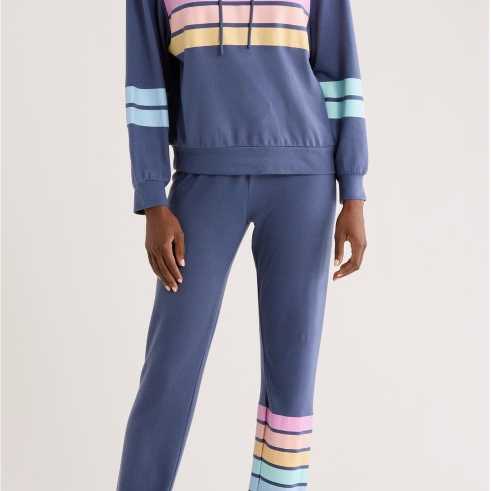 Striped Blue Hoodie and Joggers Set